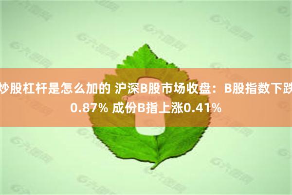 炒股杠杆是怎么加的 沪深B股市场收盘：B股指数下跌0.87% 成份B指上涨0.41%