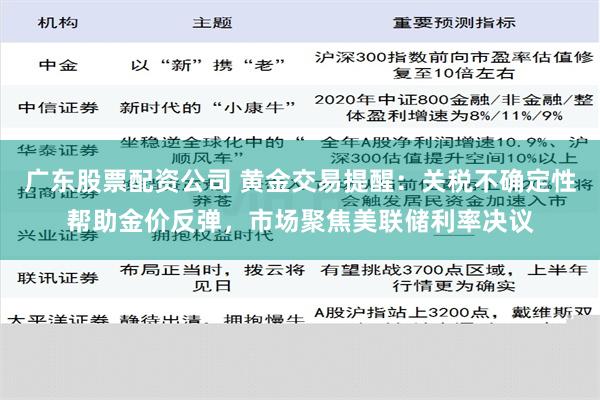 广东股票配资公司 黄金交易提醒：关税不确定性帮助金价反弹，市场聚焦美联储利率决议